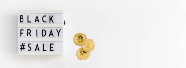 Yaratıcı üst görüntülemek düz yatıyordu promosyon kompozisyon Black friday satış metin lightbox beyaz arka plan kopya alanı şablonu siyah Cuma satış mockup düşmek Şükran promosyon reklam uzun geniş afiş