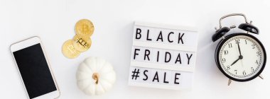 Yaratıcı üst görüntülemek düz yatıyordu promosyon kompozisyon Black friday satış metin lightbox beyaz arka plan kopya alanı şablonu siyah Cuma satış mockup düşmek Şükran promosyon reklam uzun geniş afiş