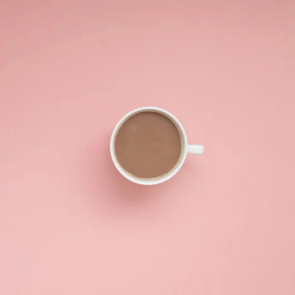 Creative Autumn Flat Lay Overhead View Coffee Milk Latte Cup — стоковое фото