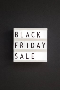 Yaratıcı üst görüntülemek düz yatıyordu promosyon kompozisyon Black friday satış metin beyaz lightbox siyah arka plan kopya alanı şablonu siyah Cuma satış mockup düşmek Şükran promosyon reklam