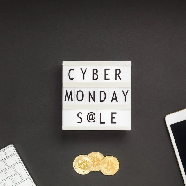 Kreativ Top View Flach Legen Förderung Zusammensetzung Cyber Monday Verkauf — Stockfoto