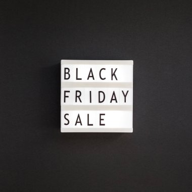 Yaratıcı üst görüntülemek düz yatıyordu promosyon kompozisyon Black friday satış metin beyaz lightbox siyah arka plan kopya alanı Meydanı şablon siyah Cuma satış mockup düşmek Şükran reklam