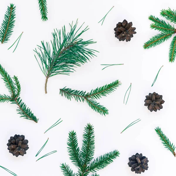 크리스마스 크리스마스 핸드메이드 수공예 텍스처 전나무 소나무 가지와 템플릿 인사말 — 스톡 사진
