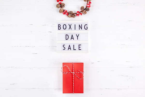 Creatieve Top Plat Lag Promotie Samenstelling Boxing Day Verkoop Tekst — Stockfoto