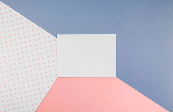 Creative Vista Superior Simular Folha Papel Branco Rosa Espaço Cópia — Fotografia de Stock