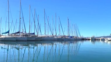 Fransa, Cannes - 10 Ocak 2019: Görünüm yat Marina Cannes, French Riviera, Fransa