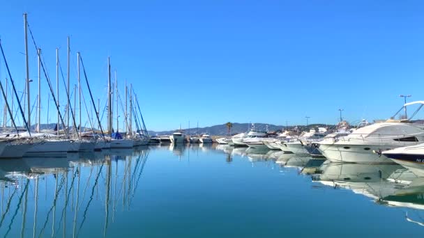 Vista Iates Marina Cannes French Riviera França — Vídeo de Stock