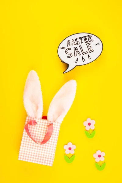 Creative Top View Flat Lay Holiday Promo Composition Easter Sale — Stock Photo, Image