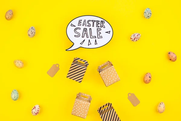 Creative Top View Flat Lay Holiday Promo Composition Easter Sale — Stock Photo, Image