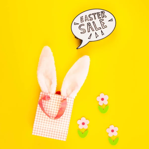 Creative Top View Flat Lay Holiday Promo Composition Easter Sale — Stock Photo, Image