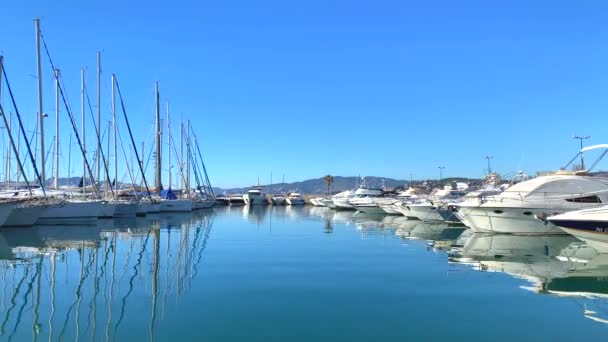 Över Yachter Cannes Marina Franska Rivieran Frankrike Video — Stockvideo