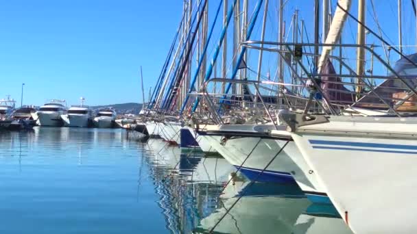 Över Yachter Cannes Marina Franska Rivieran Frankrike Video — Stockvideo