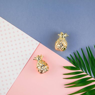 Renk kağıt arka plan üzerinde tropikal palmiye yaprakları