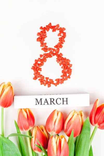 8 mars internationella kvinnodagen dag gratulationskort — Stockfoto