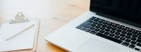 Freelance workplace with laptop — Stock Photo, Image