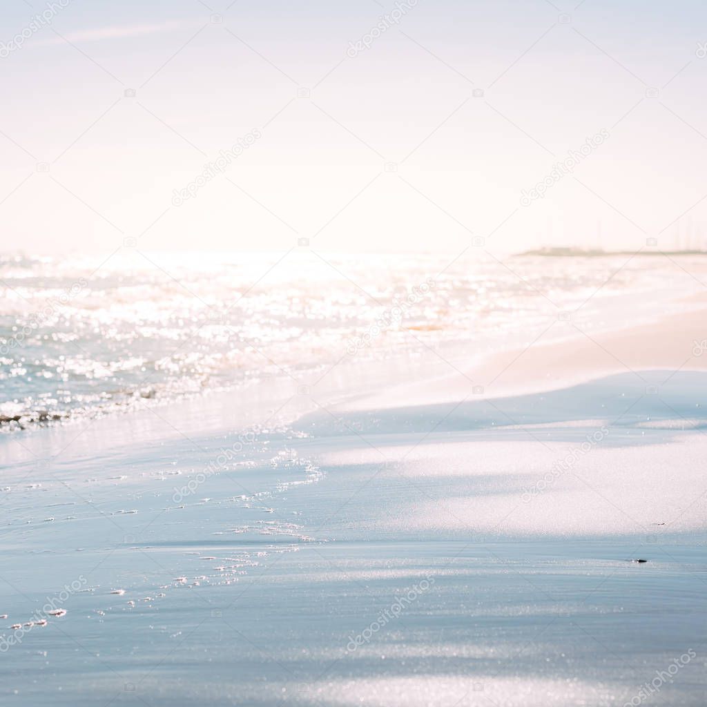 Summer sand beach and seashore waves background