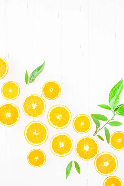 Fresh oranges pattern on white background