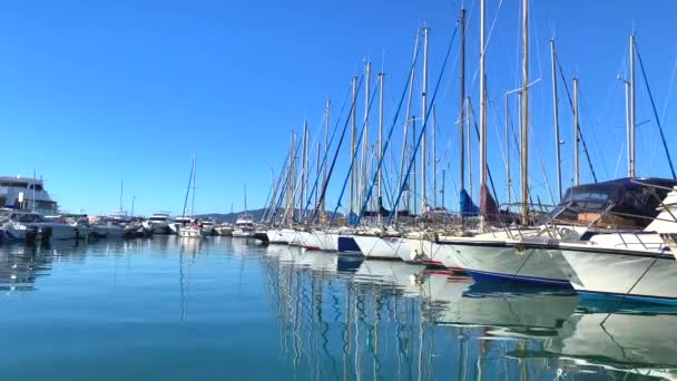 Över Yachter Cannes Marina Franska Rivieran Frankrike Video — Stockvideo