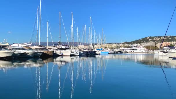 Zobacz Jachty Marina Cannes Lazurowe Wybrzeże Francja Wideo — Wideo stockowe