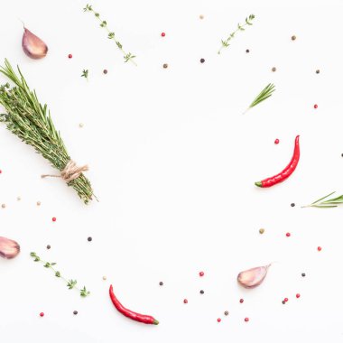 Yeşillik otlar ve baharatlar ile gıda arka plan