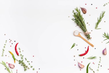 Yeşillik otlar ve baharatlar ile gıda arka plan