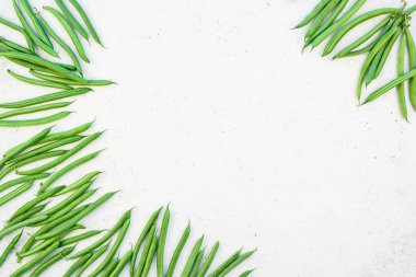 Taze yeşil fasulye arka plan üst görünümü