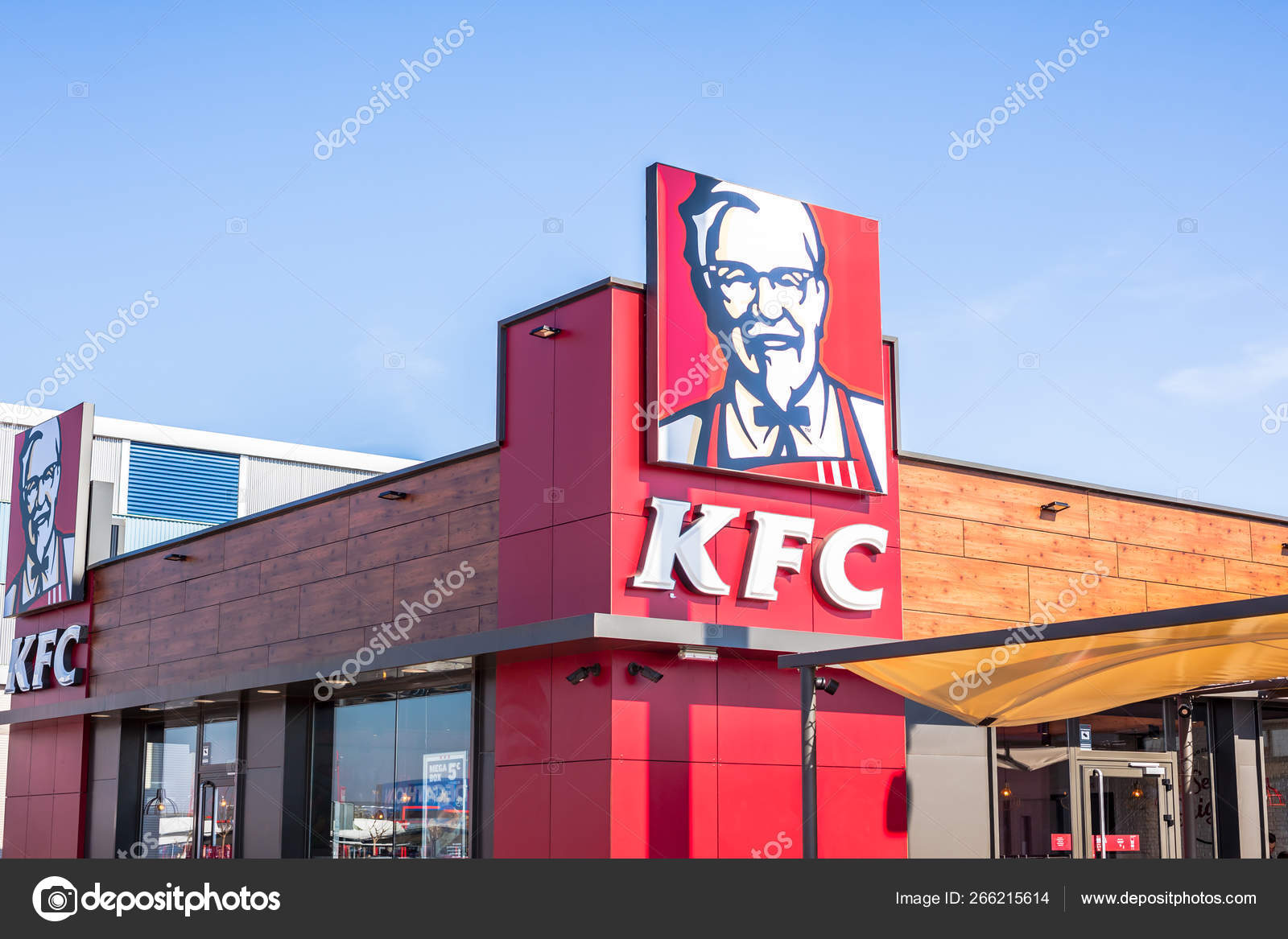 Kfc Fast Food Restaurant Logo At Its Building Stock Editorial