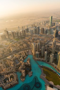 Dubai şehir sabah sahne. Üstten Görünüm