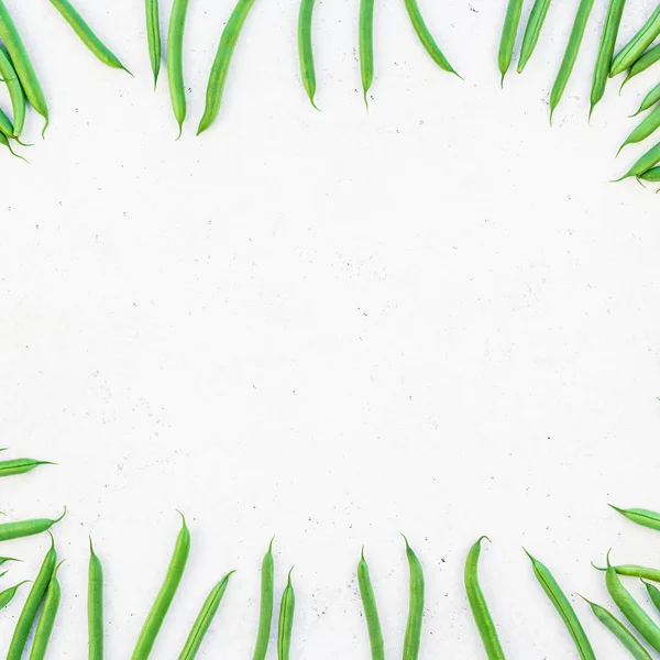 Κορυφαία όψη των φρέσκων πράσινων φασολιών φόντο — Φωτογραφία Αρχείου