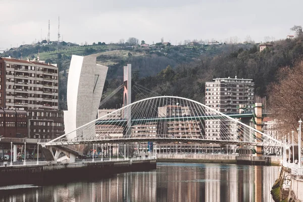 Zubizuri, the Campo Volantin Bridge, Bilbao, Spain — Stock Photo, Image