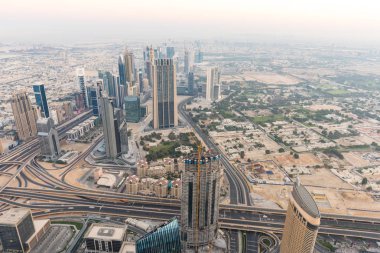 Dubai şehir sabah sahne. Üstten Görünüm
