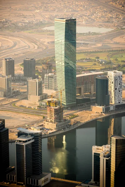 Scena rano centrum Dubaju. Widok z góry — Zdjęcie stockowe