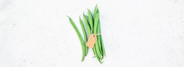 Taze yeşil fasulye arka plan üst görünümü