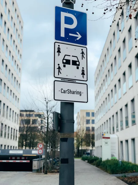 Car sharing vehicle parking sign — Stock Photo, Image