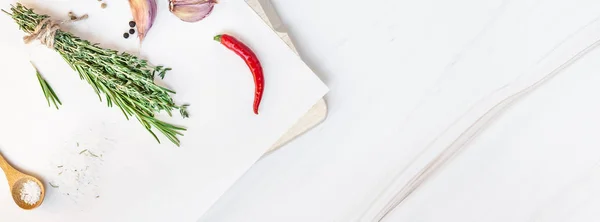 Food background with greens herbs and spices — Stock Photo, Image