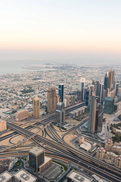 Dubai downtown morning scene. Top view — Stock Photo, Image