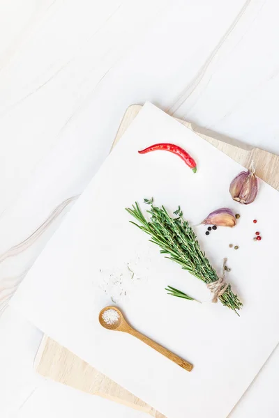 Food background with greens herbs and spices — Stock Photo, Image