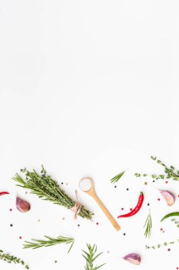 Yeşillik otlar ve baharatlar ile gıda arka plan