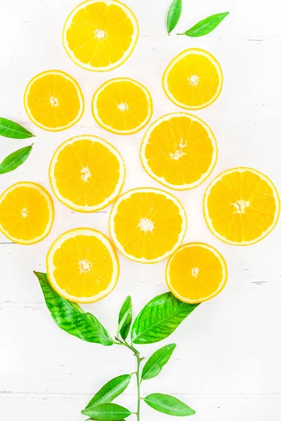 Fresh oranges pattern on white background