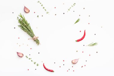 Yeşillik otlar ve baharatlar ile gıda arka plan