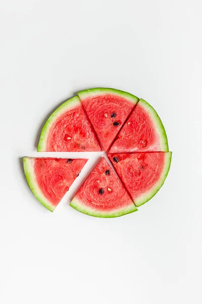 Fresh watermelon slices on white background