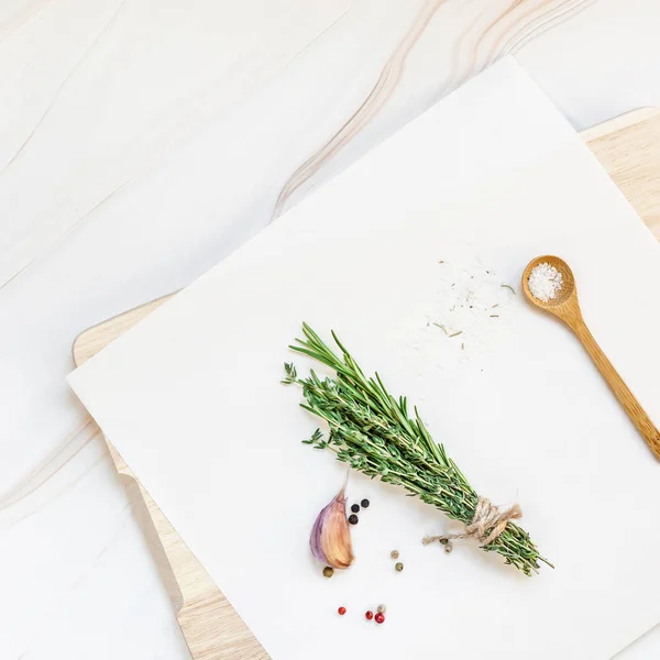 Food background with greens herbs and spices — Stock Photo, Image