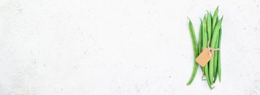 Taze yeşil fasulye arka plan üst görünümü