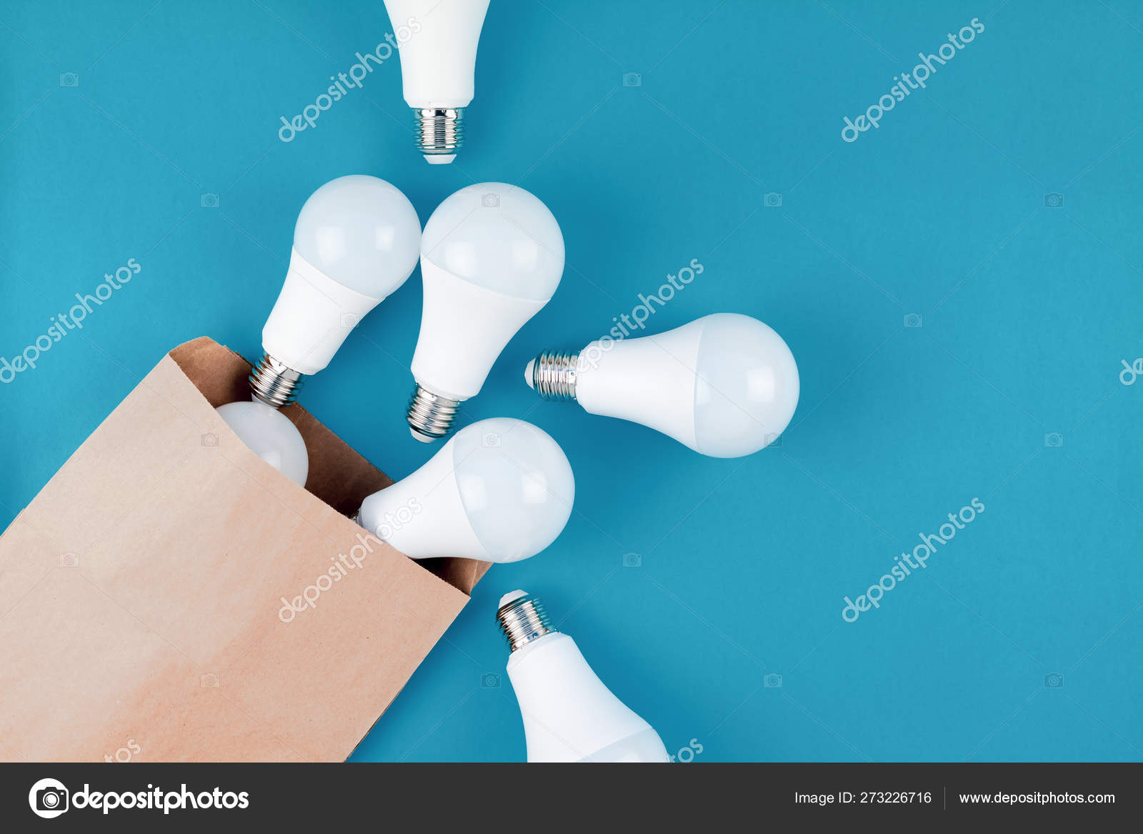 Led Light Bulbs In Craft Paper Ping Bag Stock Photo