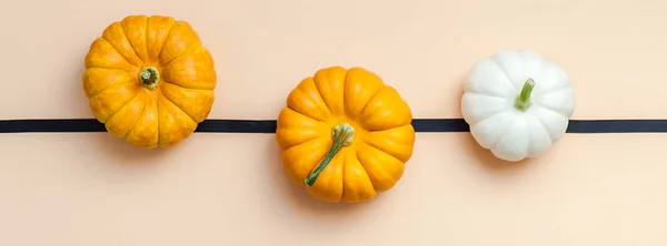 Herfst achtergrond met kleine pompoenen — Stockfoto