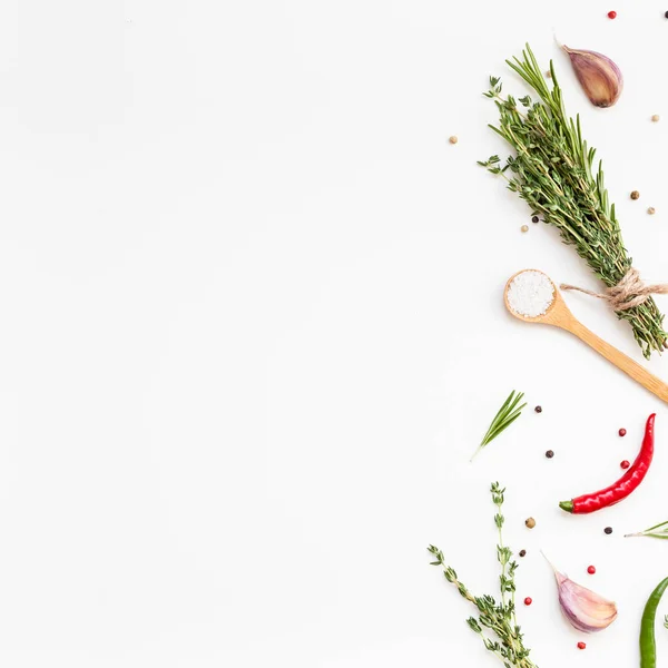 Food background with greens herbs and spices — Stock Photo, Image