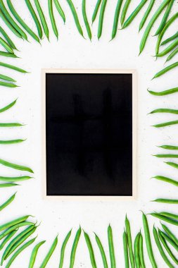 Taze yeşil fasulye arka plan üst görünümü