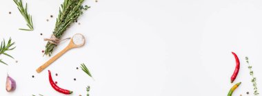 Yeşillik otlar ve baharatlar ile gıda arka plan