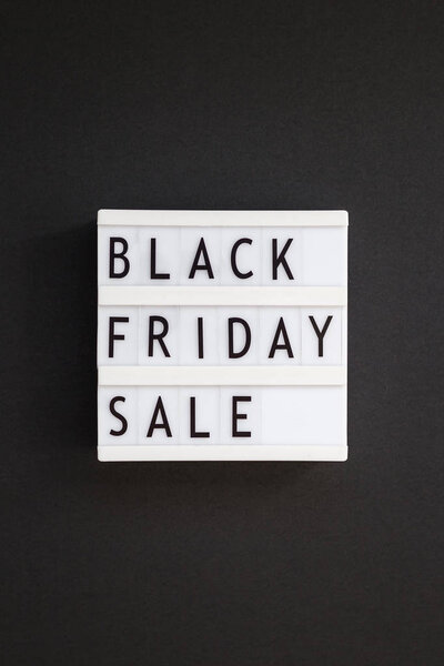 Black Friday sale text on white lightbox
