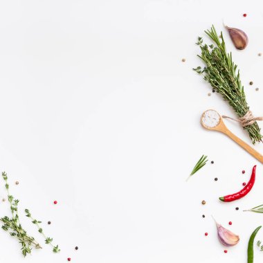 Yeşillik otlar ve baharatlar ile gıda arka plan